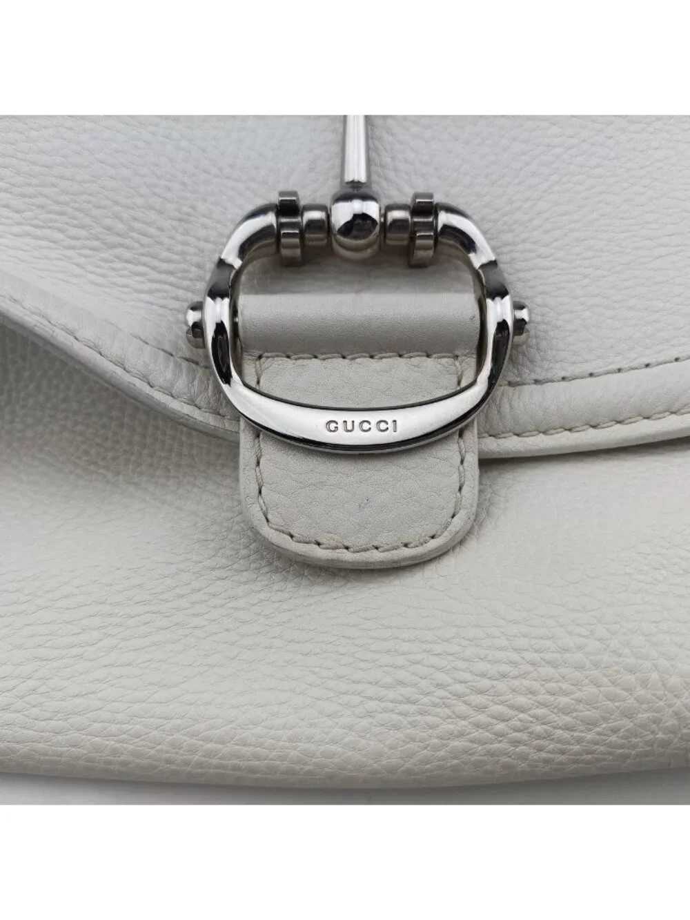 Gucci Guccissima Large Techno Horsebit Hobo White Leather
